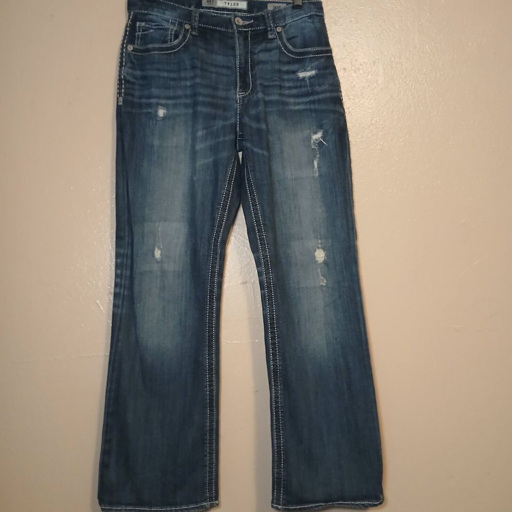 Bke Jeans Mens 30x29 Tyler Distressed Relaxed Straight Preppy Classic